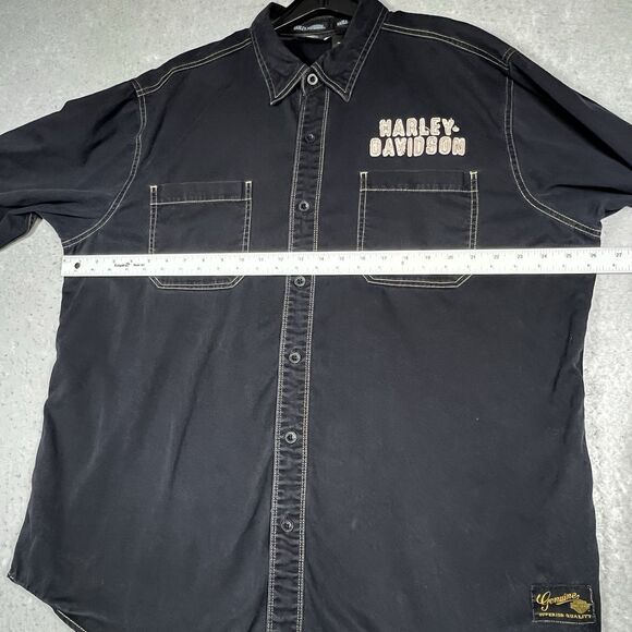 HARLEY DAVIDSON Classic Eagle EMBROIDERED Garage Shirt Men’s 2XL Long Sleeve - Picture 9 of 14